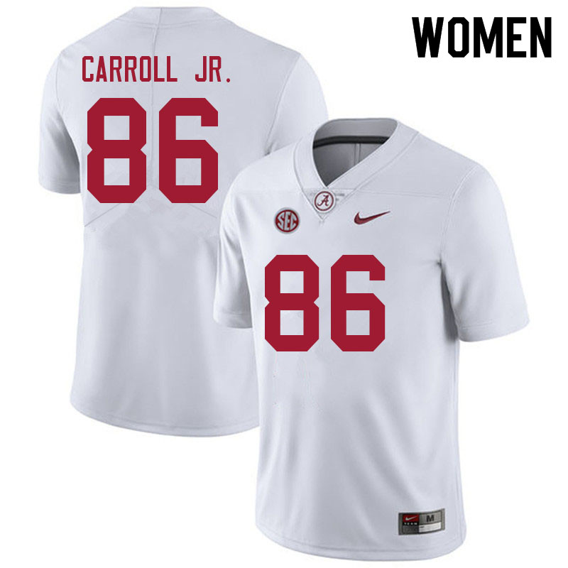 Alabama Crimson Tide Women's Greg Carroll Jr. #86 White NCAA Nike Authentic Stitched 2021 College Football Jersey YY16W21QW